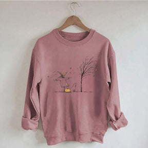Minimalist Halloween Scarecrow Dog Tree Pumpkin Sweatshirt