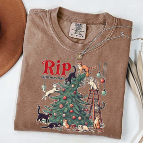 RIP Christmas Tree Comfort Colors Meowy T-Shirt