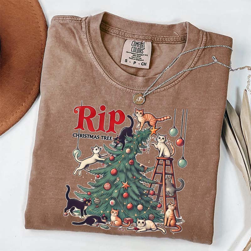 RIP Christmas Tree Comfort Colors Meowy T-Shirt