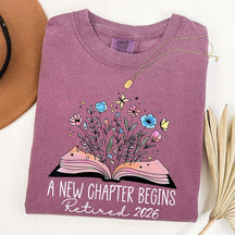 Floral Teachers 'A New Chapter Begins' Retired T-Shirt