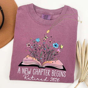 Floral Teachers 'A New Chapter Begins' Retired T-Shirt