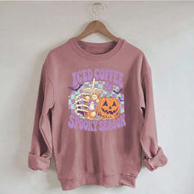 Spooky Season Ice Coffee Preppy Halloween Sweatshirt