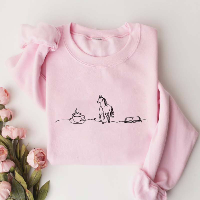 Cute Horse Coffee Book Sweatshirt