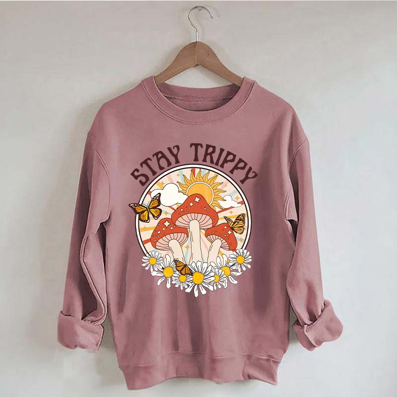 Stay Trippy Mushroom Boho Rainbow Sweatshirt