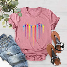 Colorful Dog Paw Heart T-Shirt