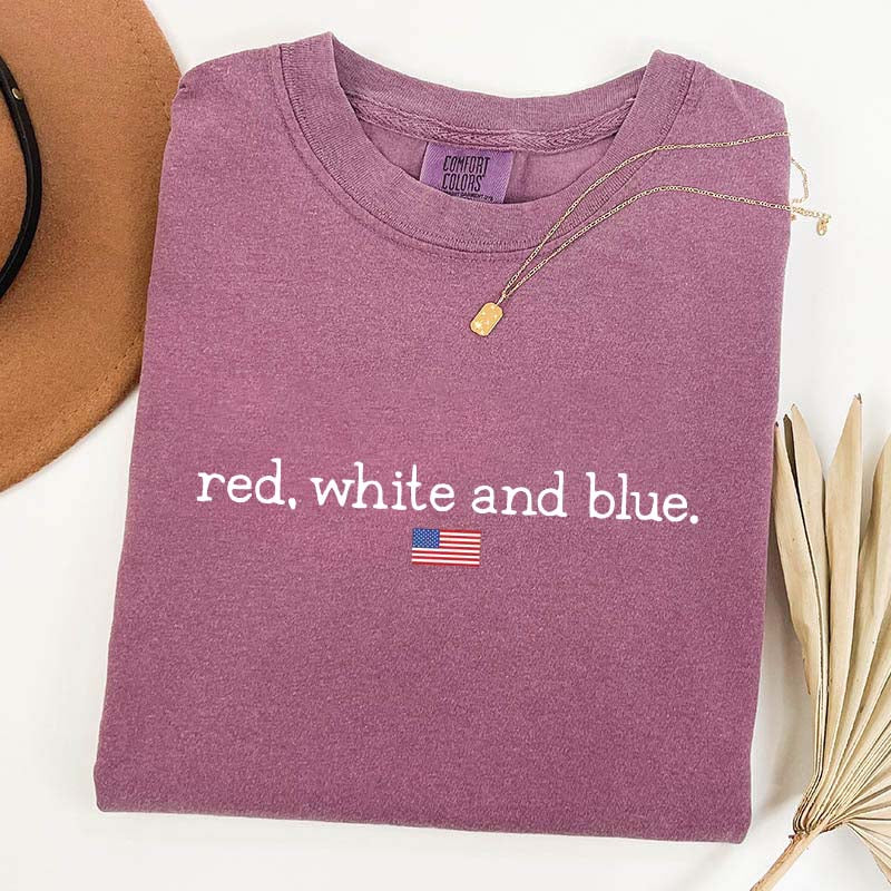 Red White and Blue Minimalist America T-Shirt