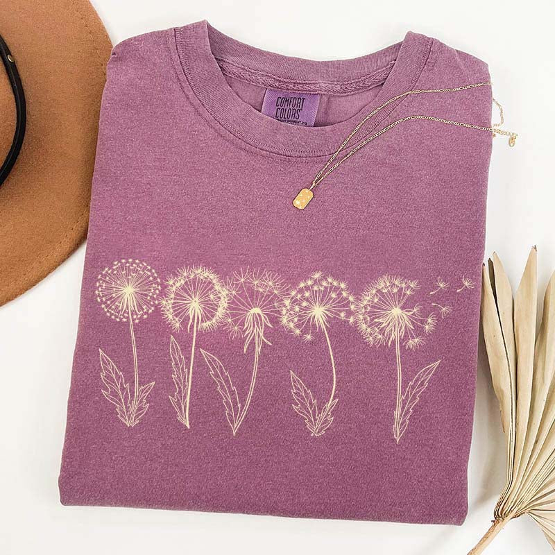Dandelion Floral Comfort Colors Womens T-Shirt