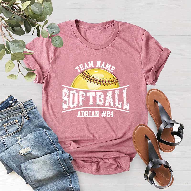Custom Name Number Softball T-Shirt