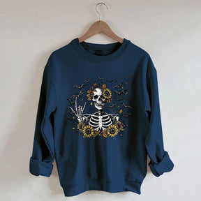 Spooky Skeleton Sunflowers Sweatshirt