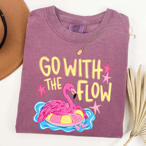 Go With The Flow Flamingo Graphic T-Shirt
