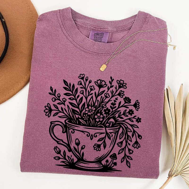 Cottagecore Teacup Floral T-Shirt