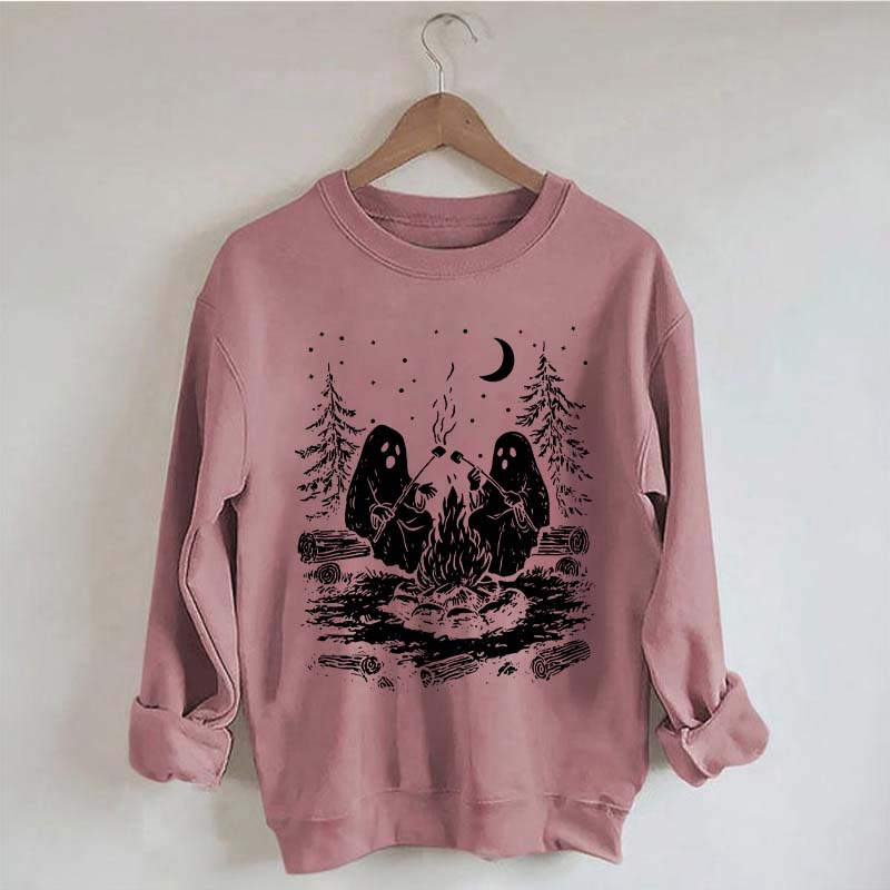 Retro Halloween Ghost Camping Sweatshirt