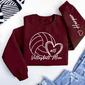 Personalized Volleyball Mom Name On Sleeve Sweatshirt