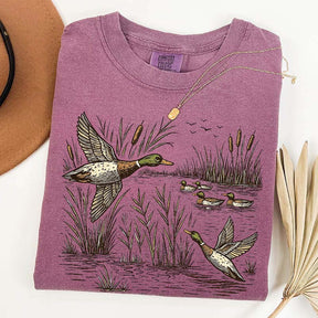 Retro Flying Mallard Duck T-Shirt