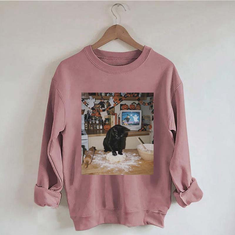 Halloween Black Cat Ghost Sweatshirt