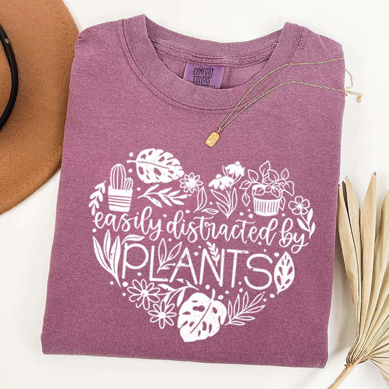 Cute Heart Easily Distracted By Plants T-Shirt