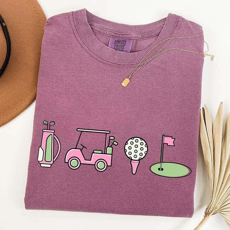 Pink Golf Cart Flag Lover T-Shirt