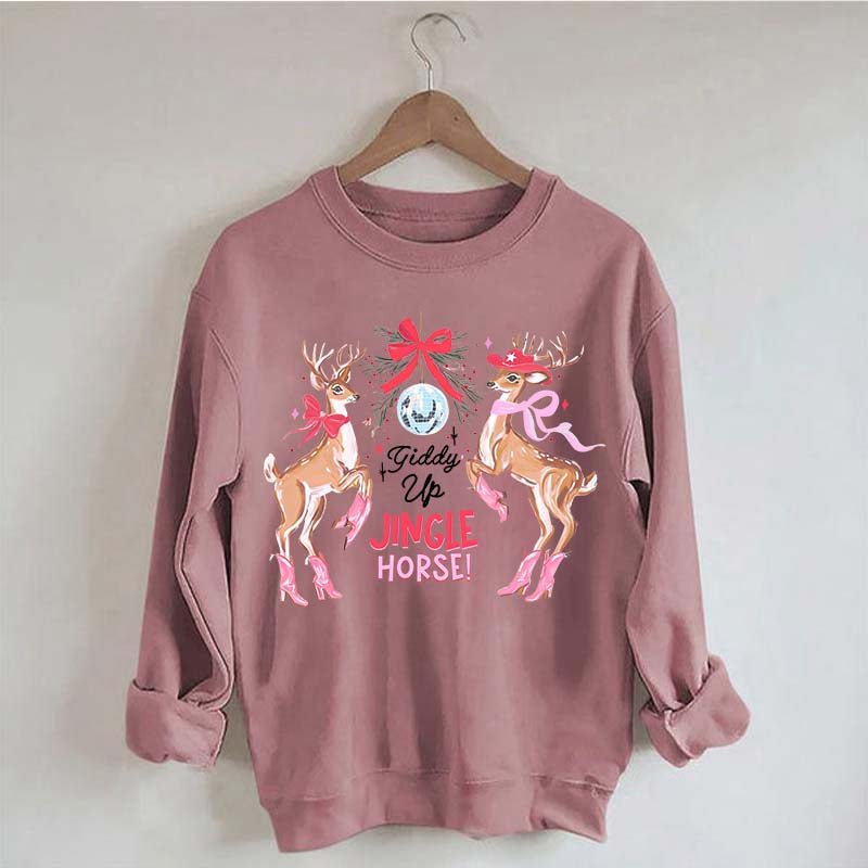 Preppy Cowgirl Christmas Reindeer Sweatshirt