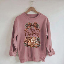 Cozy Christmas Bow Gingerbread Hot Cocoa Holiday Sweatshirt