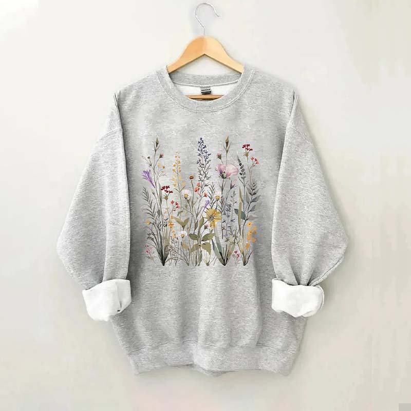 Pressed Flowers Watercolor floral Gender Sweatshirt