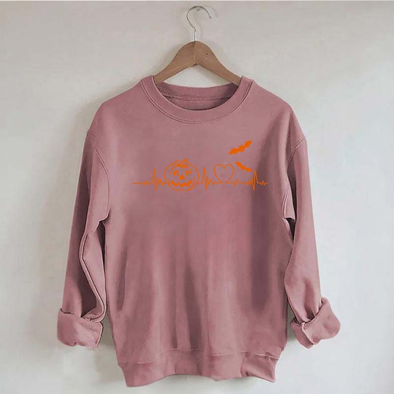 Halloween Pumpkin Heartbeat Funny Sweatshirt