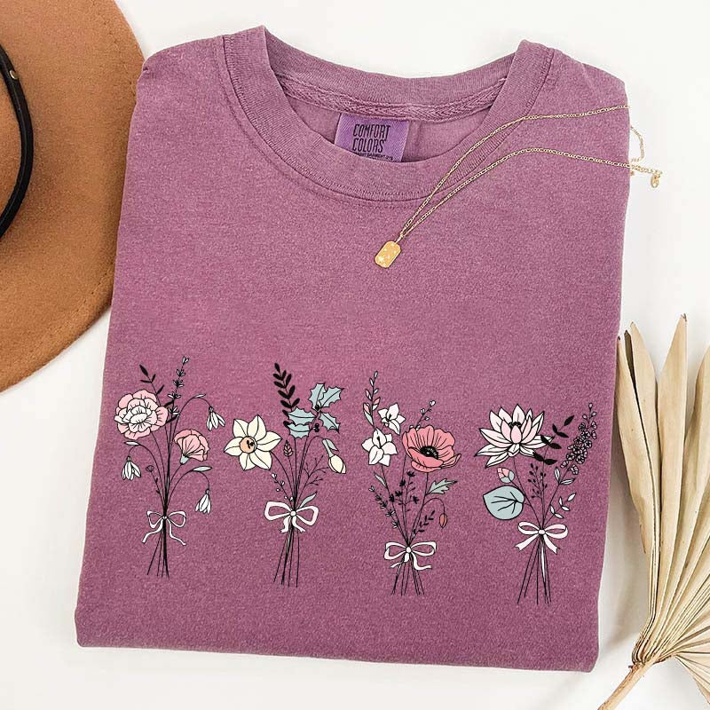 Floral Coquette Bow Ladies T-Shirt