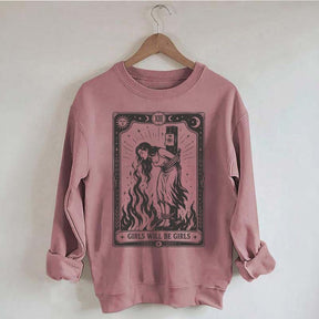 Retro Girls Will Be Girls Witch With Sigarete Sweatshirt