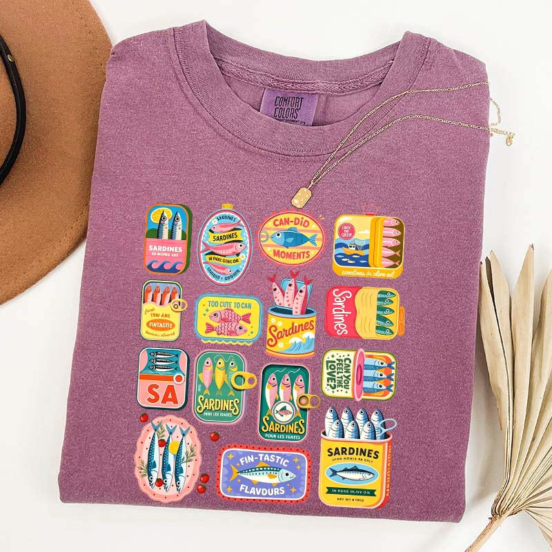 Vintage Sardine Can Mediterranean Food T-Shirt