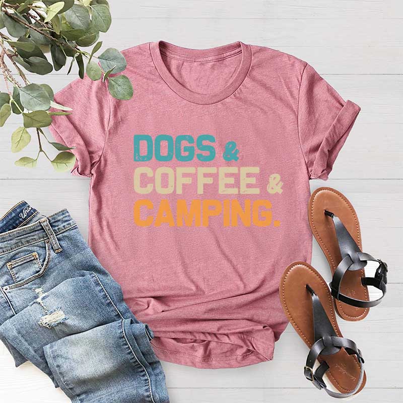 Dogs Coffee Camping Vacation T-Shirt