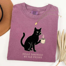 Black Cat Coffee Hello Darkness My Old Friend T-Shirt