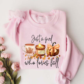 Just A Girl Who Loves Fall Football Coffee Sweatshirt