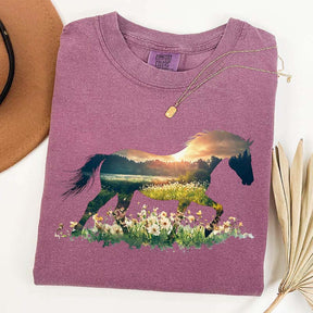 Comfort Colors Floral Horse Lover Cute T-Shirt