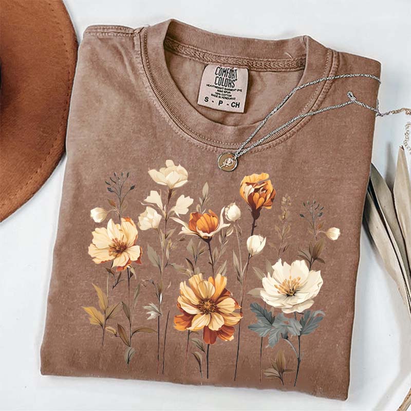 Comfort Colors Vintage Pressed Flowers Fall T-Shirt