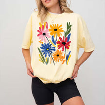 Colorful Floral Spring Hand Painted Flower T-Shirt