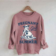 Pregnant Girl Summer Cow Sweatshirt