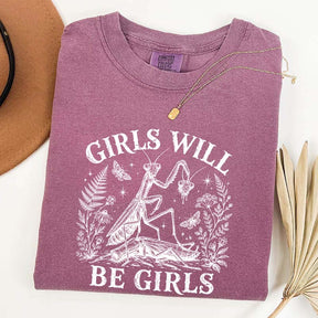Girls Will Be Girls Praying Mantis Botanical T-Shirt