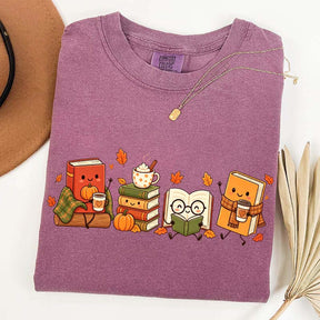 Cozy Book Lover Coffee Pumpkin T-Shirt