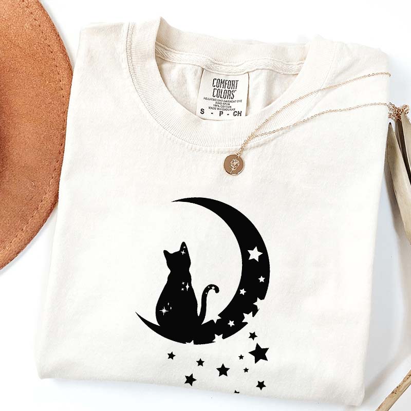 Floral Moon Cat T-Shirt