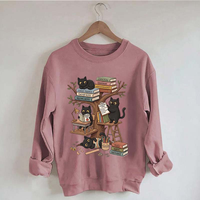 First Day Of School Black Cat Teacher Sweatshirt