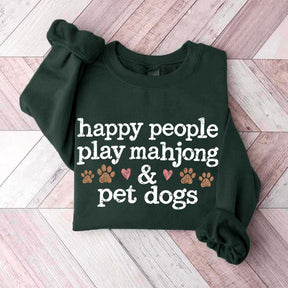 Happy People Play Mahjong & Pet Dogs Cute Sweatshirt