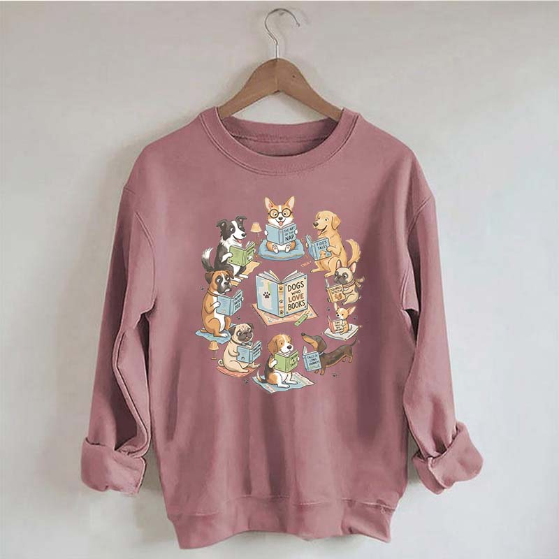 Bookworm Fiction Dog Reading Sweatshirt