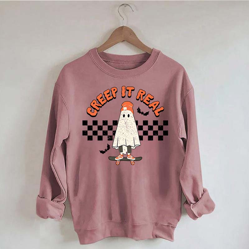 Retro Ghost Creep It Real Halloween Sweatshirt