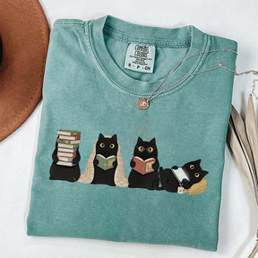 Black Cats Reading T-Shirt