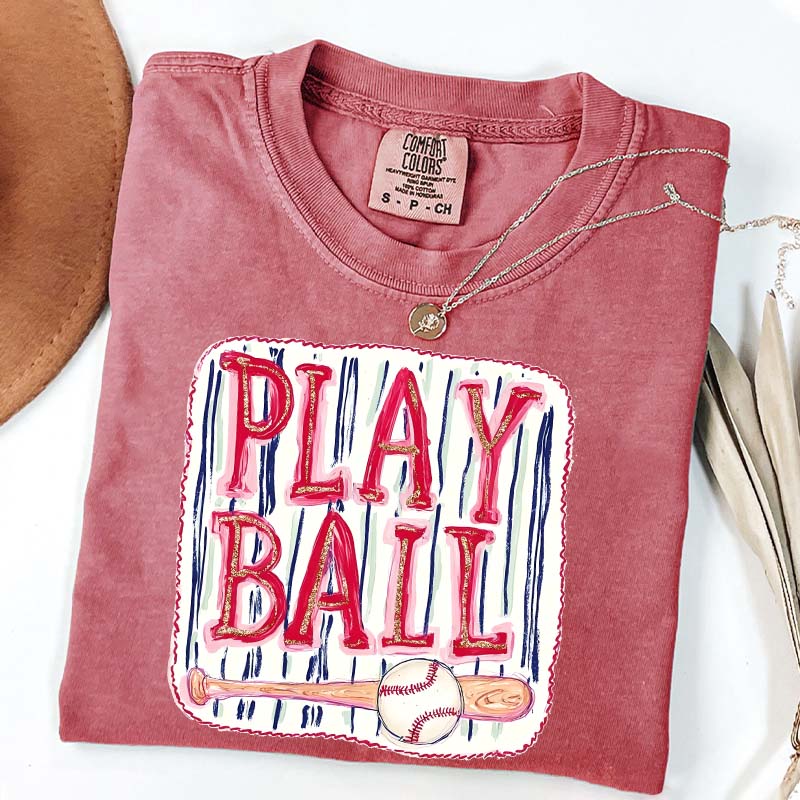 Sports Graphic Play Ball Baseball Mom T-Shirt