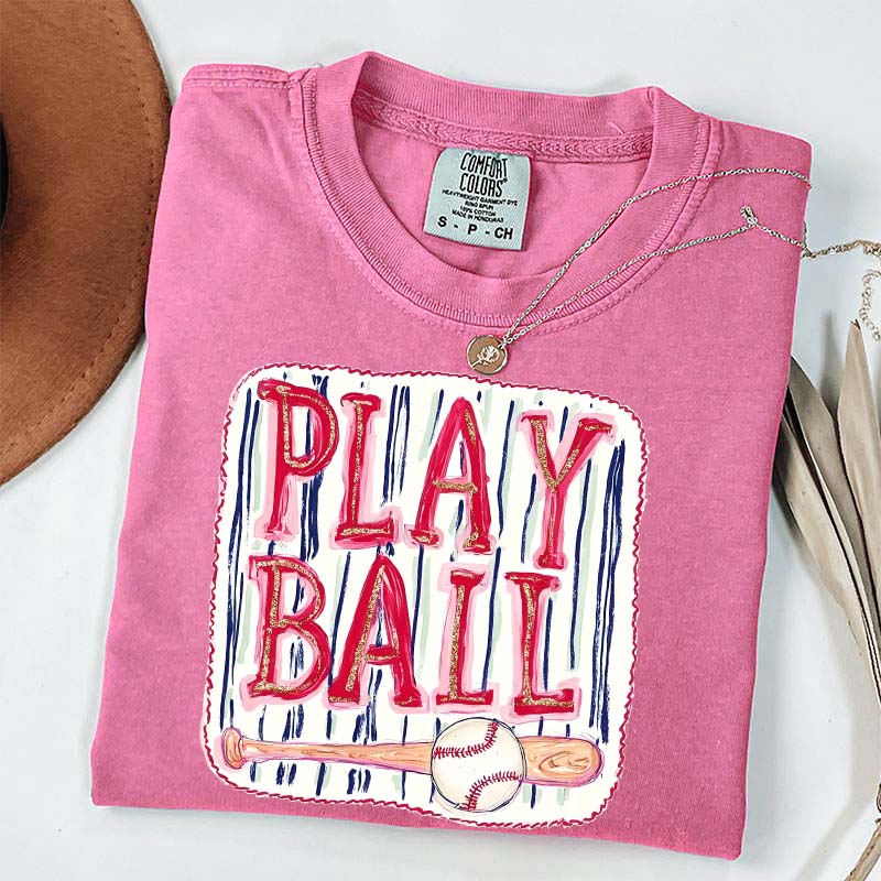 Sports Graphic Play Ball Baseball Mom T-Shirt
