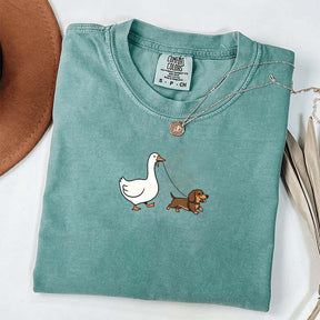 Goose and Dachshund Dog T-Shirt