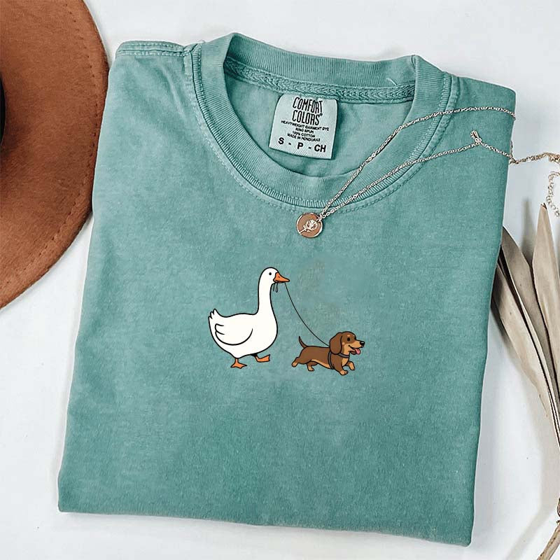 Goose and Dachshund Dog T-Shirt