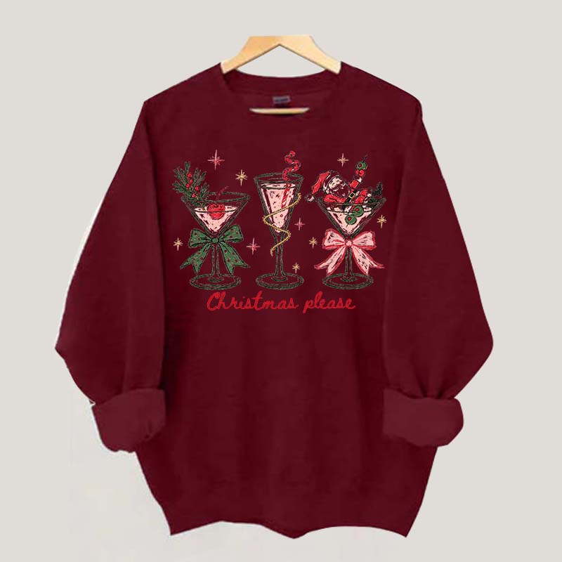 Christmas Please Martini Coquette Holiday Sweatshirt