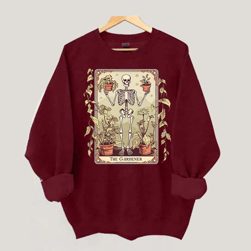 Gardener Skeleton Lover Tarot Card Sweatshirt