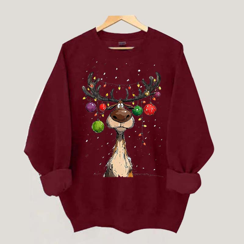 Vintage Reindeer Christmas Light Xmas Sweatshirt
